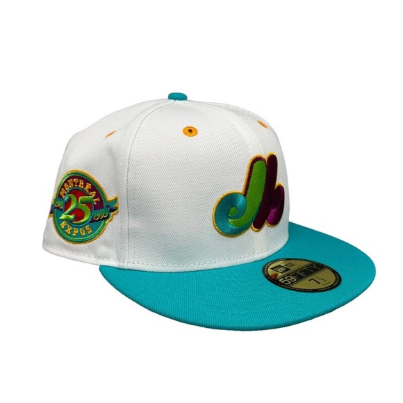 New Era 59Fifty Montreal Expos Teal Lime‎ Hat Men's Sz 7-1/2 - Picture 5 of 7